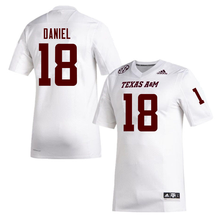 Men #18 Zach Daniel Texas A&M Aggies College Football Jerseys Sale-White - Click Image to Close